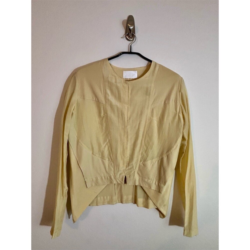 Rare Vintage Trosman Butter Yellow Sheer Avant-Garde Cardigan/Jacket size Small